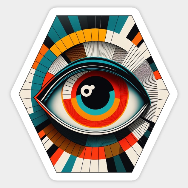 Geometrical Eye Bauhaus Inspired Sticker by TheJadeCat